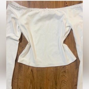 Off-Shoulder White Long Sleeve Top